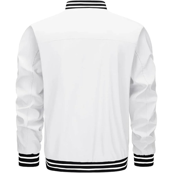 ❤️ Men's Bomber Jacket Lightweight Casual Spring Fall Windbreaker Zip Coat-White - Picture 8 of 8